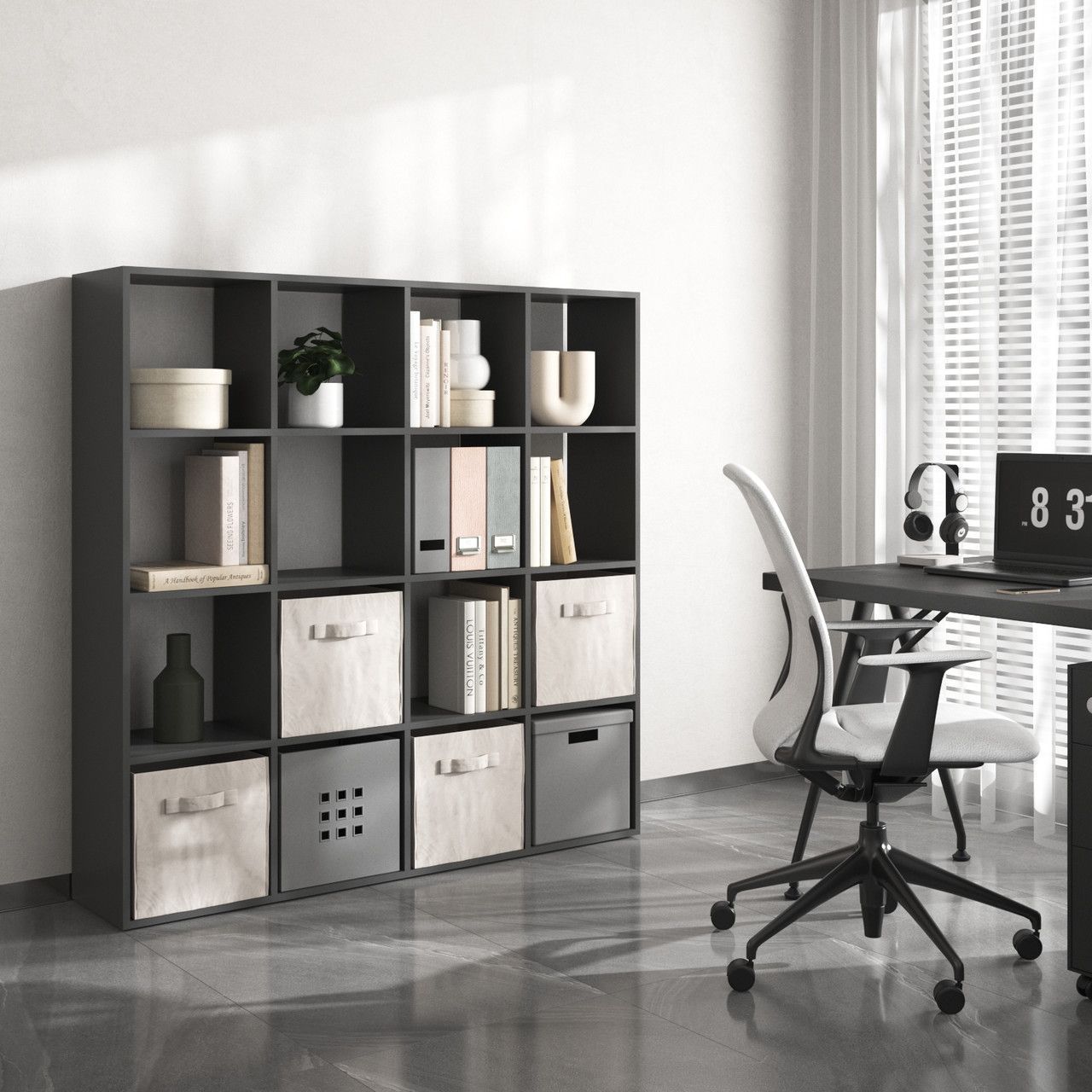 Стелаж VAYS M-14, книжкова полиця з 16 комірками, ЛДСП, 143&times;29&times;143 см - для дому, офісу, дитячої або вітальні