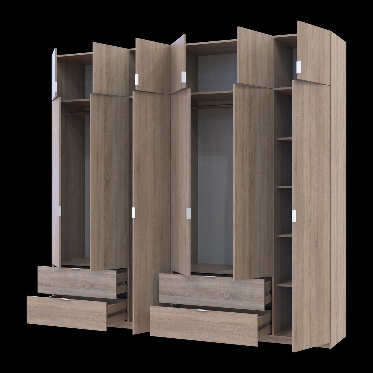 Розпашна Шафа для одягу Doros Лукас Дуб сонома 3+3 ДСП 255х50х240 (42005111)