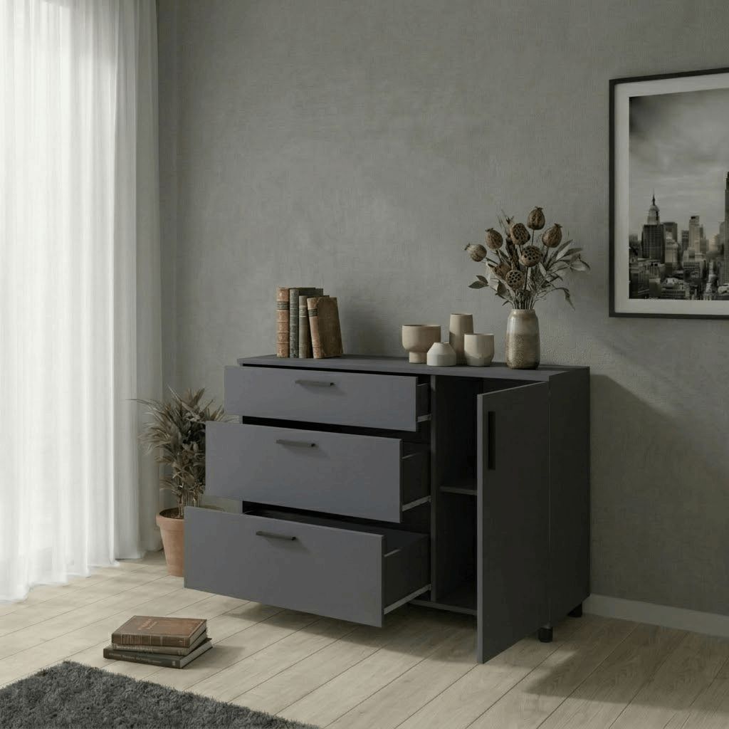 Комод Doros Торн Антрацит 3Ш/1Д 135х51.6х80 (41510185)