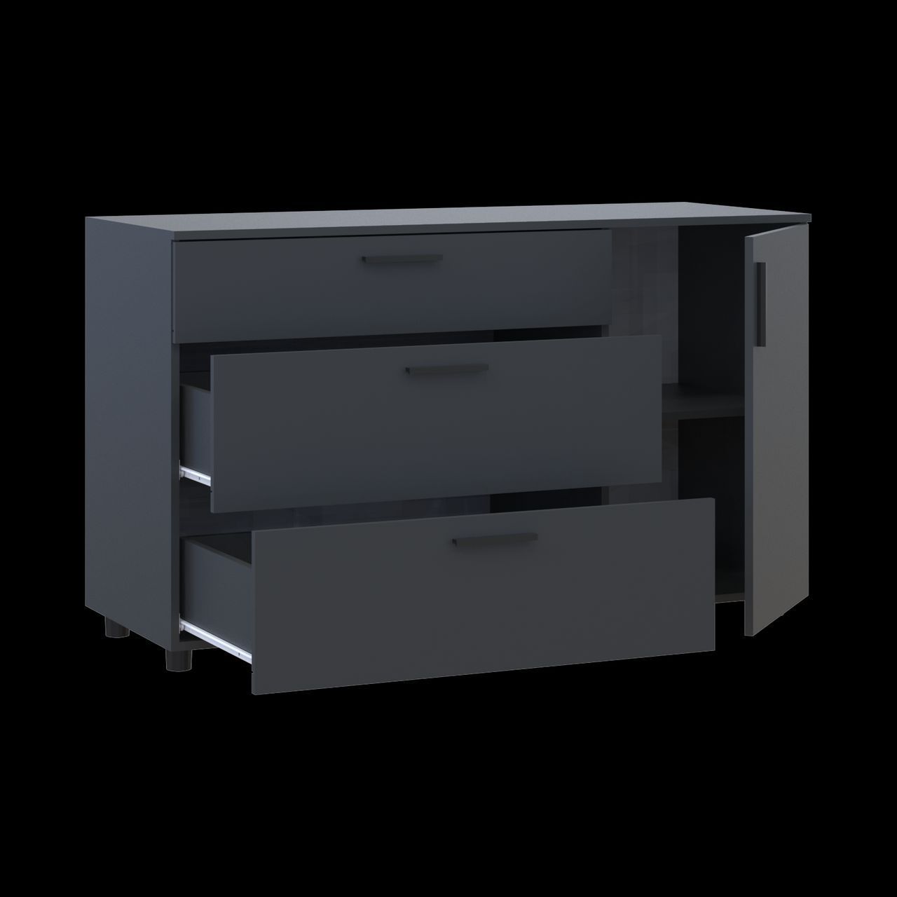 Комод Doros Торн Антрацит 3Ш/1Д 135х51.6х80 (41510185)