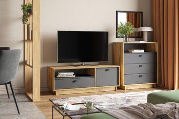 Тв тумба Moreli K-0003 Ш1280/В460/Г450 мм Дуб аппалачи-Антрацит