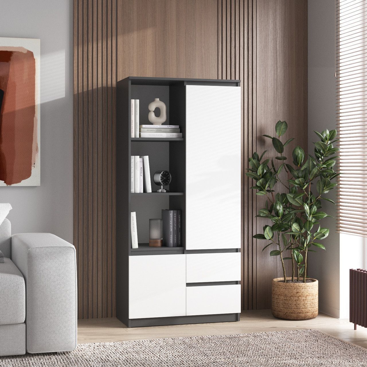 Шафа для книг VAYS R-26, пенал з полицями та шухлядами, ЛДСП, 80&times;40&times;170 см - для дому, офісу, вітальні