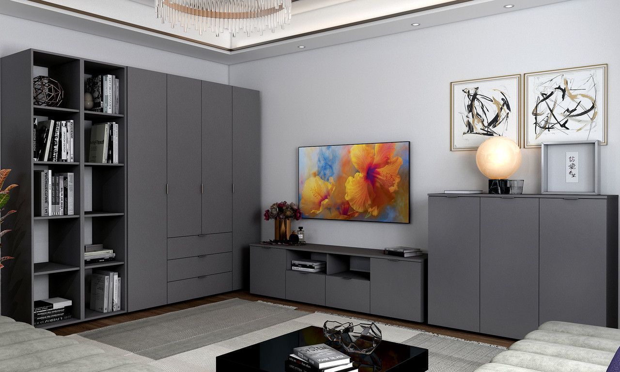 Комод Doros Рон 4 Графит 2 фасада 2 шухляды 180х38х50 (44900234)