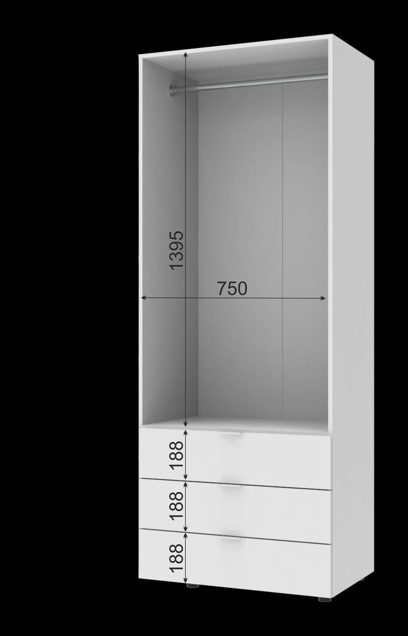 Распашной шкаф для одежды Doros Гелар Белый 2 ДСП 77,5х49,5х203,4 (80737021)