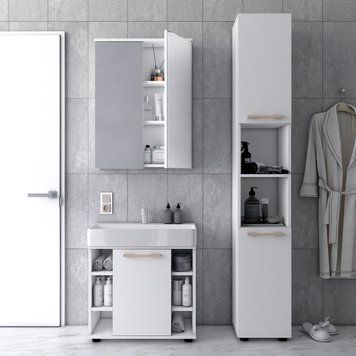 Комплект для ванной комнаты Doros Мира Белый ДСП 84х33х183.5 (41510133)