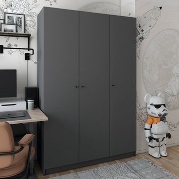 Шафа для одягу Promo Графіт Графіт 3 ДСП 135х48х204 (44900233)