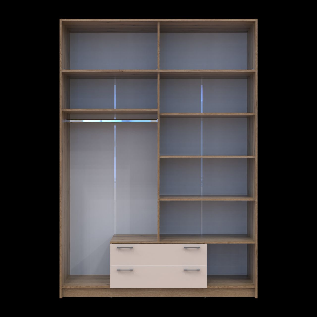 Распашной шкаф для одежды Doros Ронди с антресолью и зеркалом Дуб Артизан/Кашемир 4ДСП 160х52х236 (80737831)