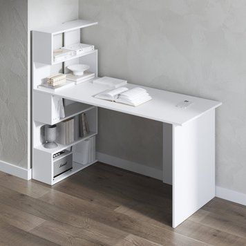 Компьютерный стол VAYS M-24, письменный с полками слева, ЛДСП, 142&times;60&times;123 см &ndash; для дома, учебы, офиса