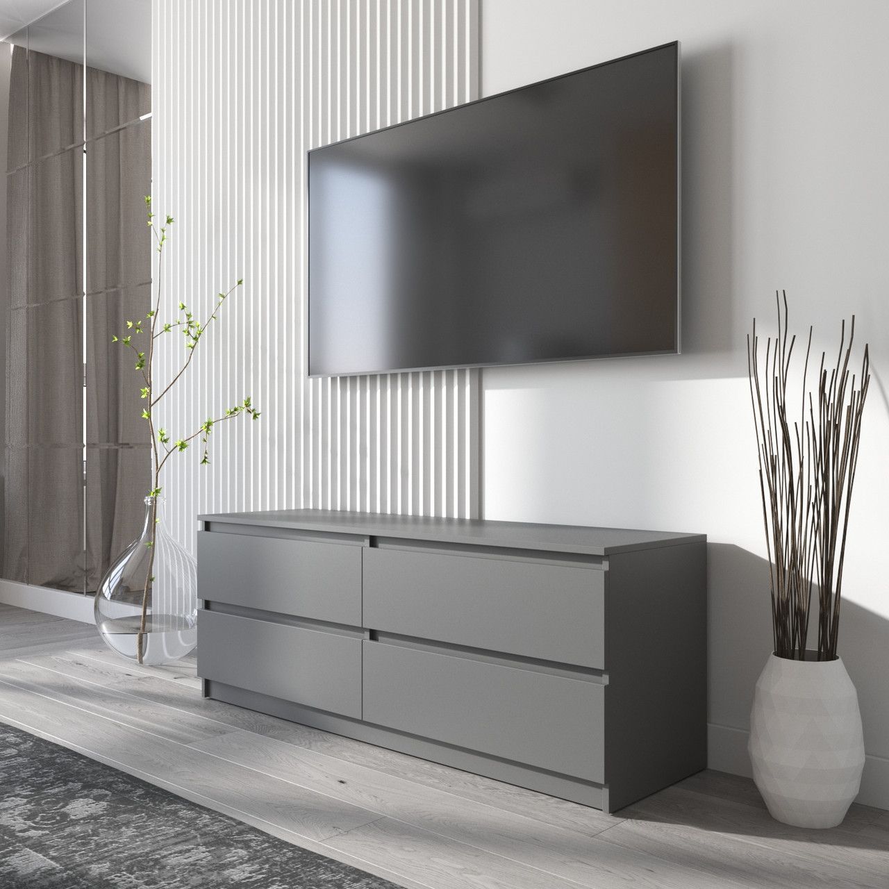 Тумба под телевизор VAYS R-6, 4 ящика без ручек, ЛДСП, 140&times;40&times;53 см
