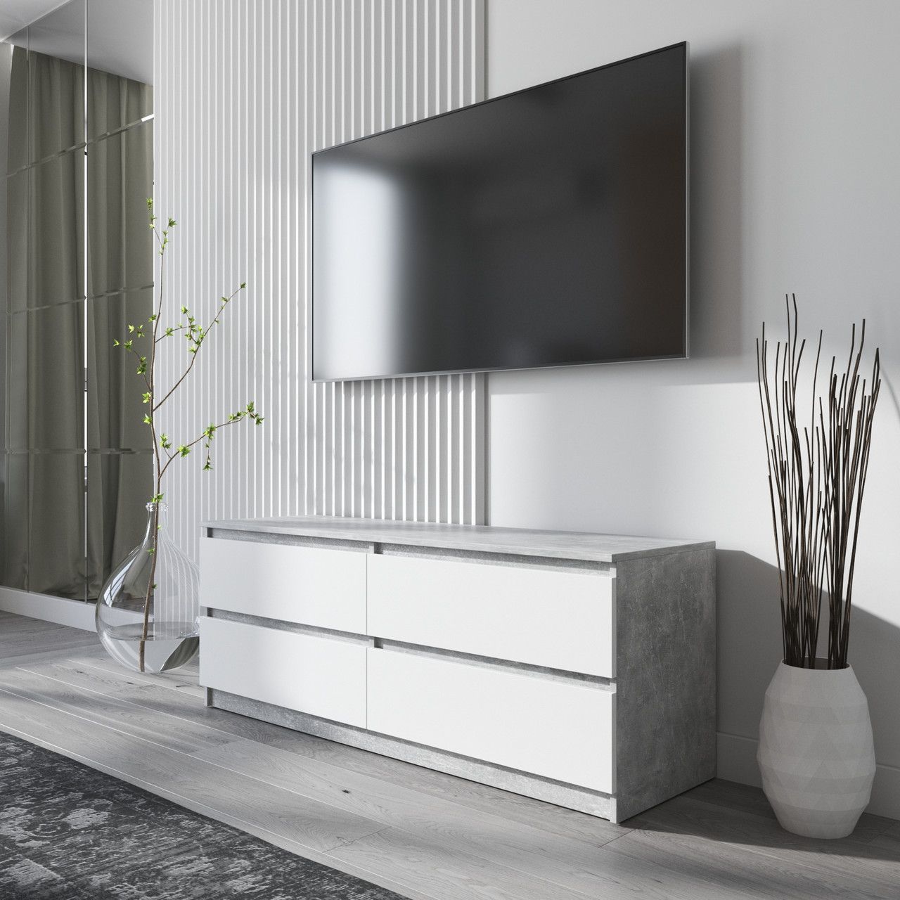 Тумба под телевизор VAYS R-6, 4 ящика без ручек, ЛДСП, 140&times;40&times;53 см